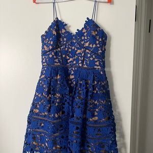 Self Portrait Deep Blue Azaela Mini Dress (Size 6)
